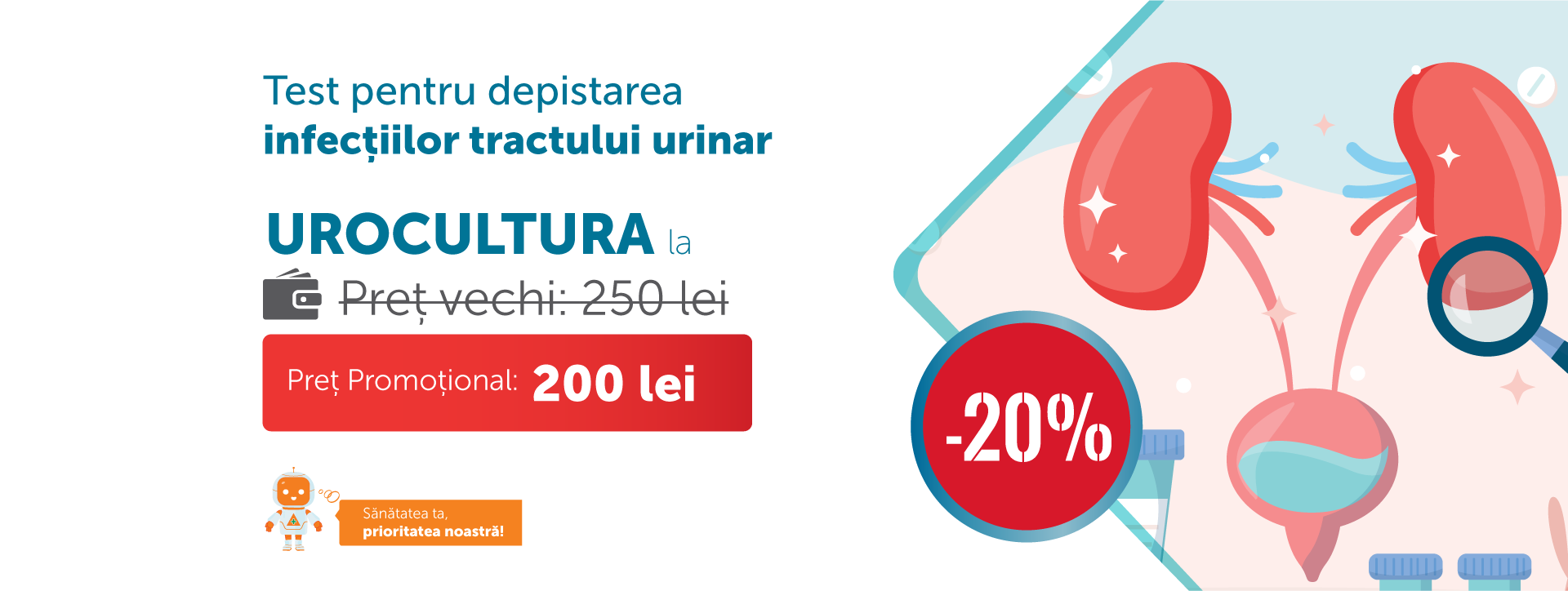 promo image Urocultura- test pentru depistarea infecțiilor tractului urinar